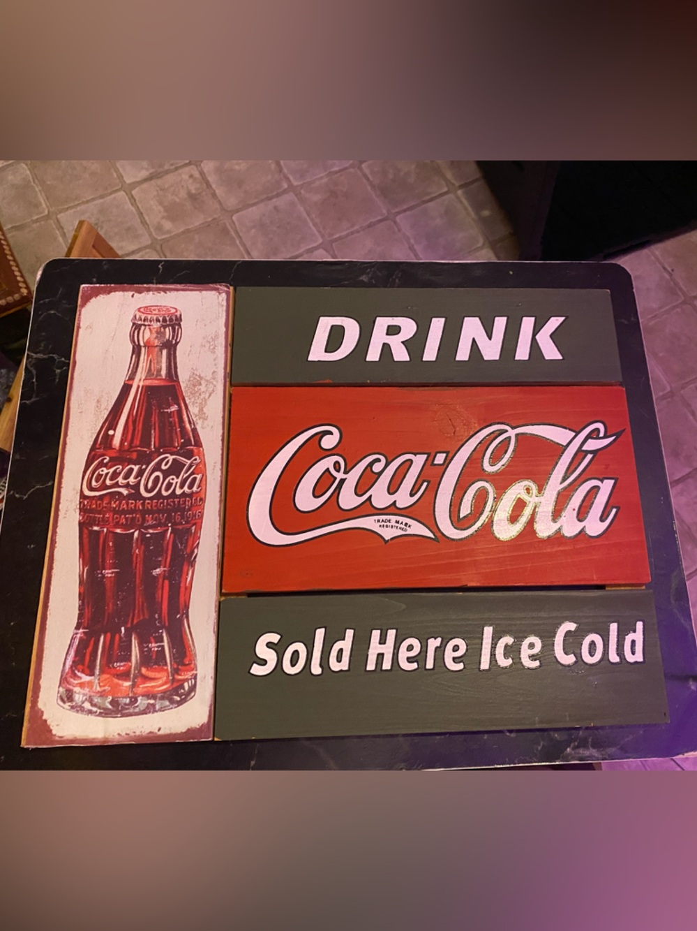 Coca-Cola Red and Green Retro Wooden Signs-set of 2!